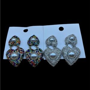 Sweetheart Pearl & Gem Earring Set